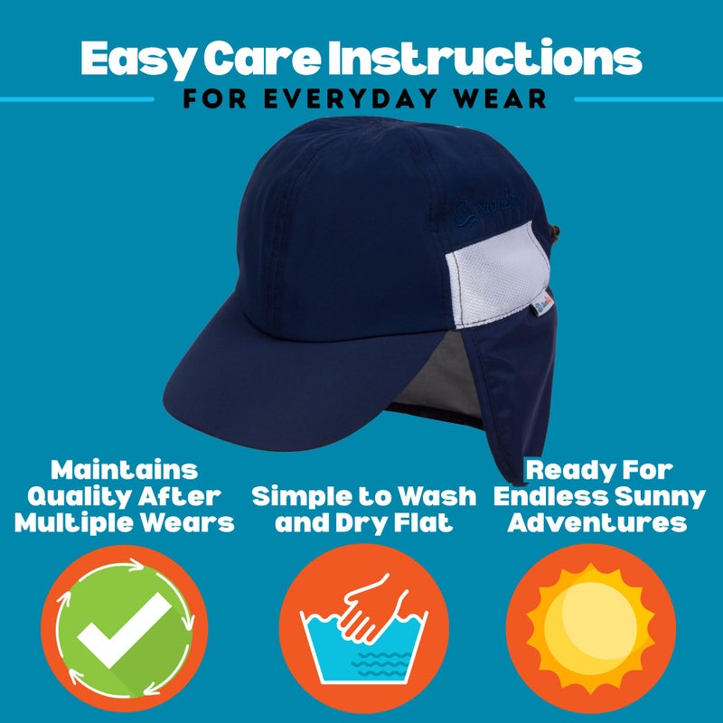 SwimZip Sun Hat with Neck Flap | UPF 50+ Protection for Baby, Toddler, and Kids Navy - Image 4